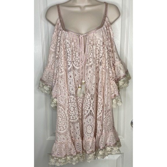 Always The Sun Tops - NWT Always the Sun Pink Lace Tunic Top‎ Cover Up Swim Beach Boho One Size Vacay